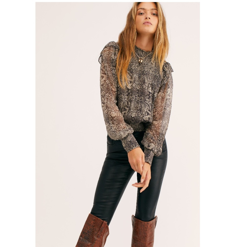 Free People Roma Mock neck Long Sleeves Blouse